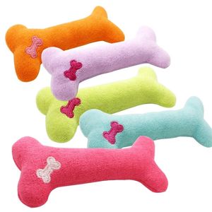 Pluche Pet Hond Puppy Sound Toys Botvorm Puppy Kat Chew Pieper Piepen Pieper Stuk speelgoed Hoofdkussen Effen Kleur Vijf Kleuren 4979 Q2