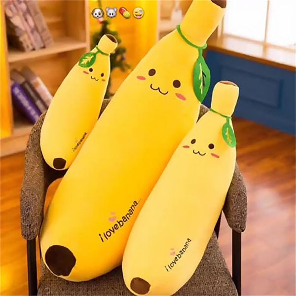 Oreillers en peluche Coussins 42-80 cm Oreiller banane Poupée en peluche Fille Câlin Dormir Paresseux Poupée mignonne Cadeau d'anniversaire pour enfants Oreiller doux en coton 230926