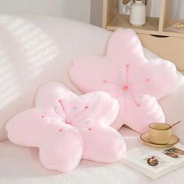 Almohadas de felpa Cojines 45 cm Rosa Sakura Almohada de felpa Flores Kawaii Almohada de felpa Estera Realista Suave Cojín de flor de cerezo Accesorios de peluche 231129