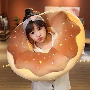 Pluche Kussens Kussens 45cm Pluche Donut Schattig Kussen Cartoon Simulatie Voedsel Knuffel Stoel Sofa Kussens Cadeau voor Liefhebbers Kinderen R230620