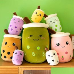 Coussins en peluche Coussins Dessin animé Tasse de thé au lait en peluche Oreiller en peluche Coussin de poupée Fruit Stberry Chocolat Crème glacée Maison Déco Dhw7A