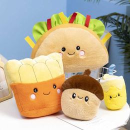 Oreillers en peluche Coussins Dessin Animé En Peluche Pommes De Pin Hamburger Frites Jouet En Peluche Pizza Jus Café Oreiller Coussin Cadeau D'anniversaire R230620