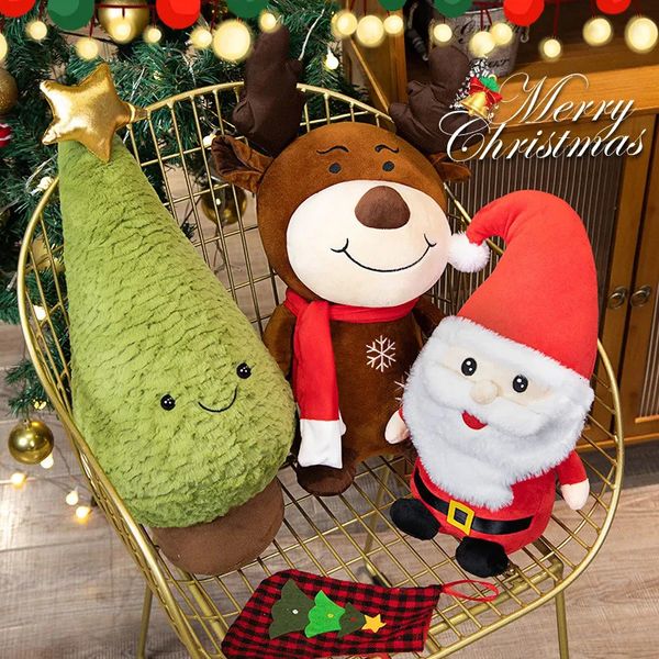 Oreillers en peluche coussins jouets d'arbre de noël oreiller de père noël doux renne peluche Animal mignon anniversaire cadeaux en peluche 231012