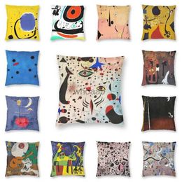 Almohadas de felpa Cojines Joan Miro Pintura famosa Funda de cojín 45x45 cm Flor decorativa para el hogar Surrealismo abstracto Arte Funda de almohada para sofá Coche YQ231004