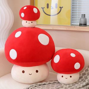 Pluche kussens Kussens Kawaii Paddestoel Pop Knuffel Gevuld Squishy Voedsel Plant Kussen Gigantisch Rood Bruin Wit Emotie Knuffel Peluche Decor Kindercadeau 231017