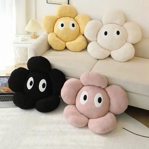 Oreillers en peluche coussins Kawaii tournesol chaise oreiller coussin de siège en peluche bébé tapis de jeu de sol moelleux doux fleur fille cadeau d'anniversaire 231007