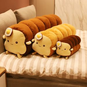 Pluche Kussens Kussens kawaii Toast met gepocheerd ei Knuffels Simulatie Gesneden brood en lang brood Kussen Gevuld zacht kussen Baby Home Decor Gift 230720