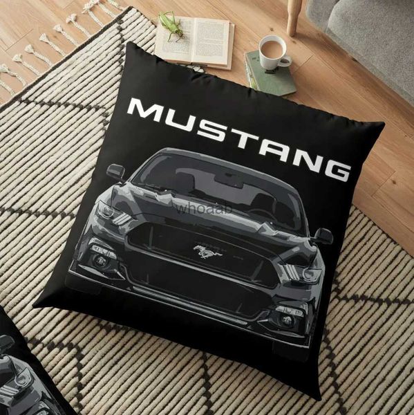 Almohadas de felpa Cojines Mustang GT 5.0L V8 Performance Car Shadow Black Floor Fundas de almohada decorativas YQ231004