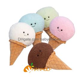 Cojines de almohadas de felpa P 46x28cm Colorf Ice Cream Cono Pie Kawaii Emocional Sococador de verano Food Peluche Decorat