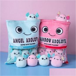 Oreillers en peluche coussins p six balles rose bleu axolotl sac dessin animé t animal squishy mine oreiller bureau sieste snack gaste à tarte peluche gi dht6h