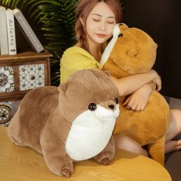 Oreillers en peluche Coussins Simulation Mignon Lutra Jouets En Peluche Réaliste Loutre Animal Poupée Doux Joint Oreiller pour Enfants Filles Cadeau D'anniversaire 230531