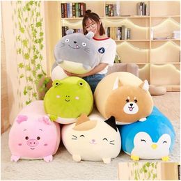 Oreillers en peluche Coussins Coussin d'oreiller de dessin animé animal doux mignon gros chien chat Totoro pingouin cochon grenouille peluche jouet en peluche beaux enfants Bir Dhtxt