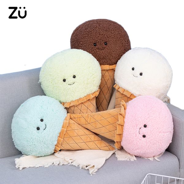 Oreillers en peluche Coussins ZU 45cm Doux Doux Cône En Peluche Jouet Glace En Peluche Oreiller Huggable Canapé Dos Coussin Pépinière Enfants Cadeau 230726