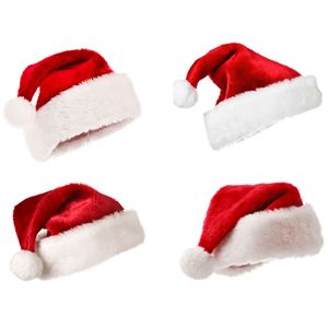 Chapeau de Père Noël en Velours Rouge en Peluche avec Poignets Blancs Casquettes de Fête pour Garçons Filles Adultes Cadeaux de Noël Chapeaux Doux de Haute Qualité Accessoires pour Cheveux RRA3733