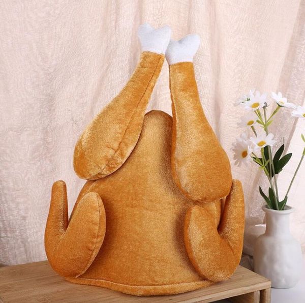 Chapeaux de dinde rôtie en peluche, créations effrayantes, chapeau de décoration, poulet cuit, oiseau secret pour Costume de Thanksgiving, habillage de fête SN24