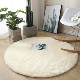 Lavándula alfombra redonda sala de estar decoración de la sala de estar para niños alfombra blanca esponjosa manta sin deslizamiento de la cama de diseño de la cama del lado de la cama