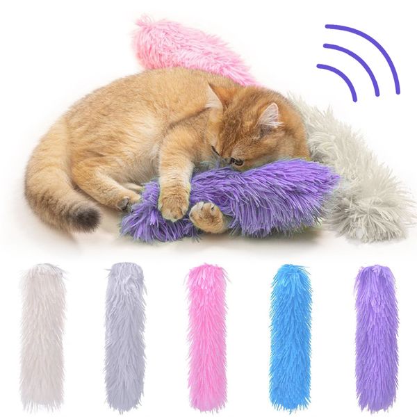 Peluche auto-salut chat jouet à mâcher bande oreiller chat Teaser jouets pour Kitty doux interactif chat jouet