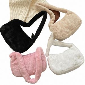 Sacs à bandoulière en peluche pour femme Designer de luxe doux hiver dames d'embrayage sac à main sac à main mignon fi femme fête sous les bras sac v1Fl #