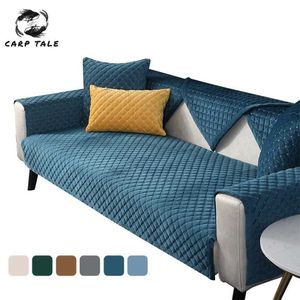 Pluche Sofa Cover Non-Slip Covers voor S 1/2/3 Zitmachine Chaise L Vorm Couch Slipcovers Effen Kleur Woonkamer 211116