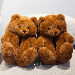 Zapatillas de casa de oso de peluche para hombre y mujer