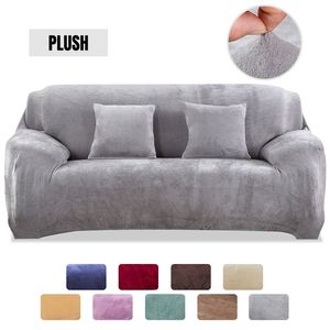 Pluche Thicken Sofa Cover All-inclusive Couch Cover Elastic Universal Sectional Corner Slipcover voor Woonkamer 1/2/3/4 Seater 2111102