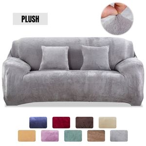 Pluche Thicken Sofa Cover All-inclusive Couch Elastic Universal Sectional Corner Slipcover voor Woonkamer 1/2/3/4 SEATER 211116