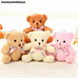 Juguete de peluche Amor Sentado Oso 1 Lindo Pequeño Colgante Mini Dibujos Animados Pajarita Bufanda Paquete de Flores Oso Juguete Neutral Regalo del Día de San Valentín Nuevo 11CM 240124