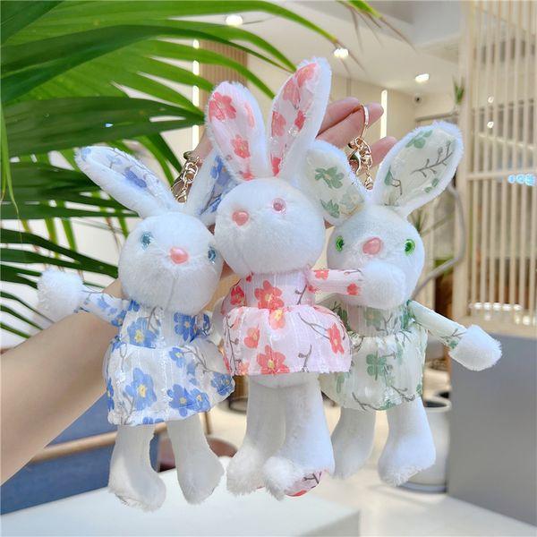 Jouet en peluche lapin portant une jupe de fleur bébé sooth jouet mignon cadeau de vacances Internet Internet Ornement décoratif de poupée rouge