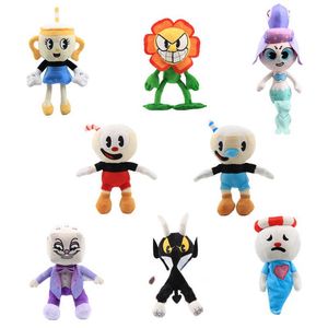 Pluche speelgoed gevulde cuphead mugman king dice duivel baas cala maria cartoon film tv sereis speelgoed kinderen geschenken speelgoed