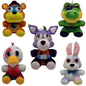 18 cm FNAf Plush Toy Kawaii Freddies Animal Foxy Bonnie Bear Ribbed Gebulde pluche speelgoed voor kinderverjaardagsgeschenken