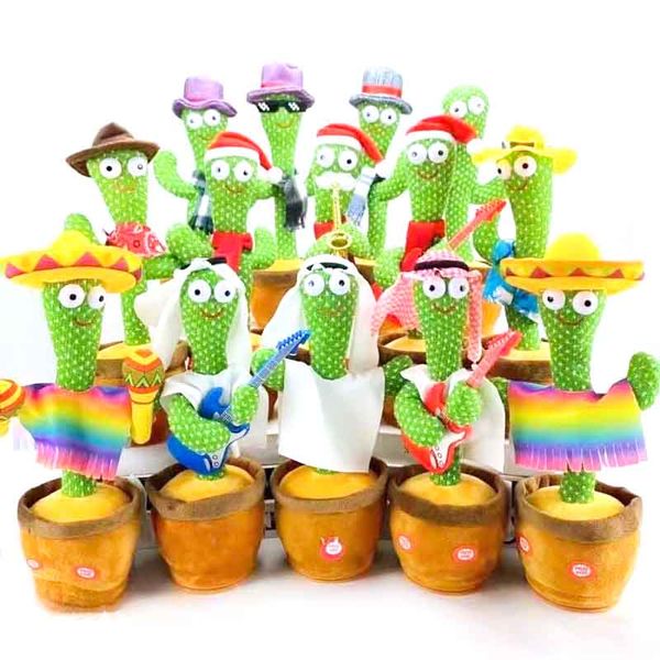 Jouets en peluche 120 chansons anglaises Favor Dancing Talking Singing Cactus Music Jouet électronique avec chanson Potted Early Education For Kids Funny Chris