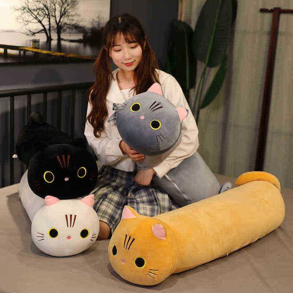 Jouets en peluche Animal Chat Kawaii Creative Longues Peluches Bureau Pause Déjeuner Polochon Dormir Oreiller Rempli Cadeau Poupée Pour Enfants J220729