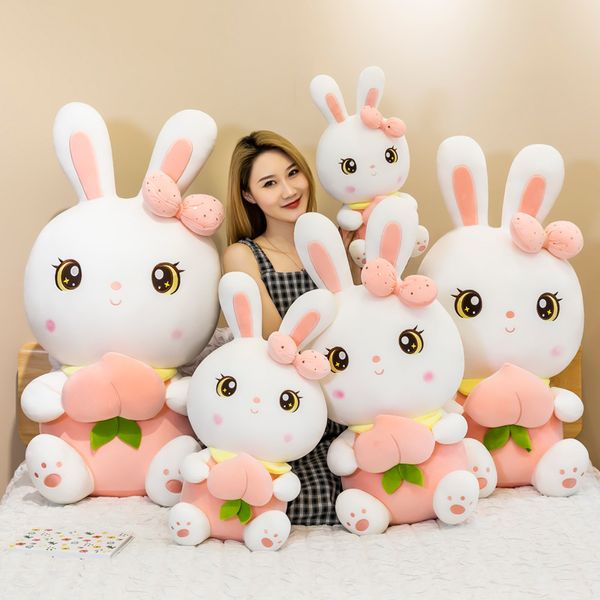 Jouets en peluche lapin pêche au miel, poupée mignonne, grand oreiller, décoration, compagnon de repos, vente en gros