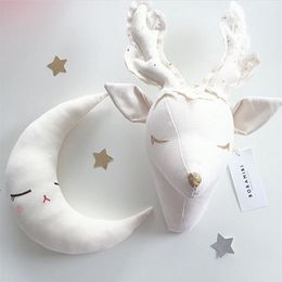 Peluche Mur Stuff Animal Licorne Tête De Cerf Jouets Tenture Murale Décor 3D Tête Tenture Murale Ornements Art Chambre D'enfant Décoration Murale Jouets 230818