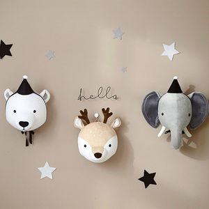 Peluche murale décoration murale en peluche tête d'animal doux mignon éléphant ours cerf licorne pendentif pour enfants chambre de bébé fille jouets en peluche cadeau d'anniversaire 230707