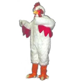 Pluche witte kippenmascotte kostuumset Halloween Party Mascot-verkleed