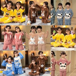 Peluche Hiver Enfants Polaire Pyjama Chaud Flanelle Vêtements De Nuit Filles Loungewear Lapin Corail Enfants pyjamas Homewear Garçons Pyjama 20220921 E3