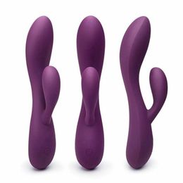 PlusOne Dual Rabbit Vibrator voor vrouwen - Gemaakt van lichaamsveilige siliconen Volledig waterdichte USB -oplaadbare dubbele vibrerende massager met 10 trillingsinstellingen