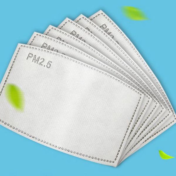 PM2.5 Filtre à charbon actif Remplaçable Anti Haze 5 couches Filtre en papier pour adultes Masques de remplacement Pad masques de conception filtre LJJK2485