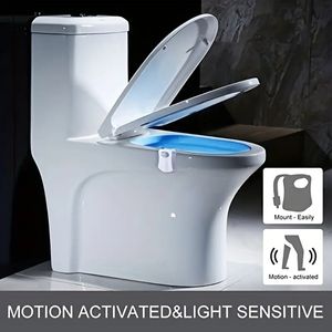 PMMJ Veilleuse de Toilette, Lampe LED activée par détecteur de Mouvement, Veilleuse de Salle de Bain amusante à Changement de 8/16 Couleurs, Ajoutez Un siège de Cuvette de Toilette - Batterie Non Incluse