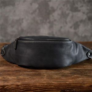 PNDME HOGE KWALITEIT COWHIDE Simple Vintage Chest Echte lederen heren Schouder Messenger Belt Bag Casual Sports Taille Packs M234U