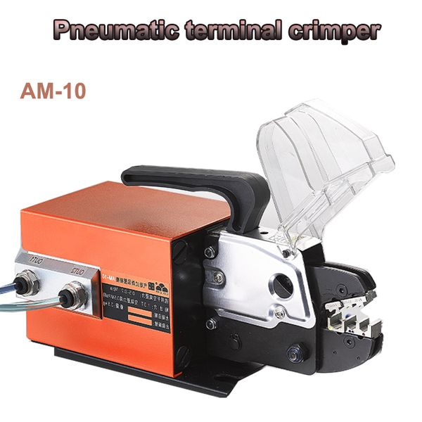 Herramienta de prensado neumático, Cable de aislamiento, terminales de alambre, herramienta de prensado AM-10, máquina prensadora de terminales tipo neumático