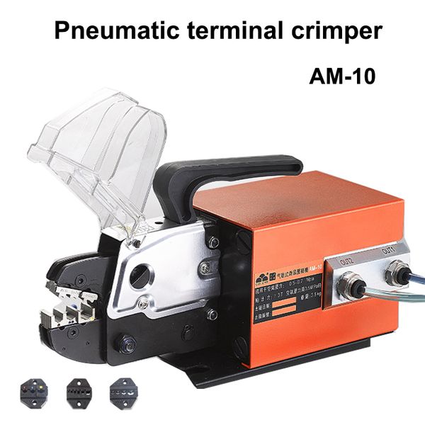 Machine à sertir pneumatique AM-10, outil de sertissage pour types de bornes à sertir avec 3 jeux de matrices en option