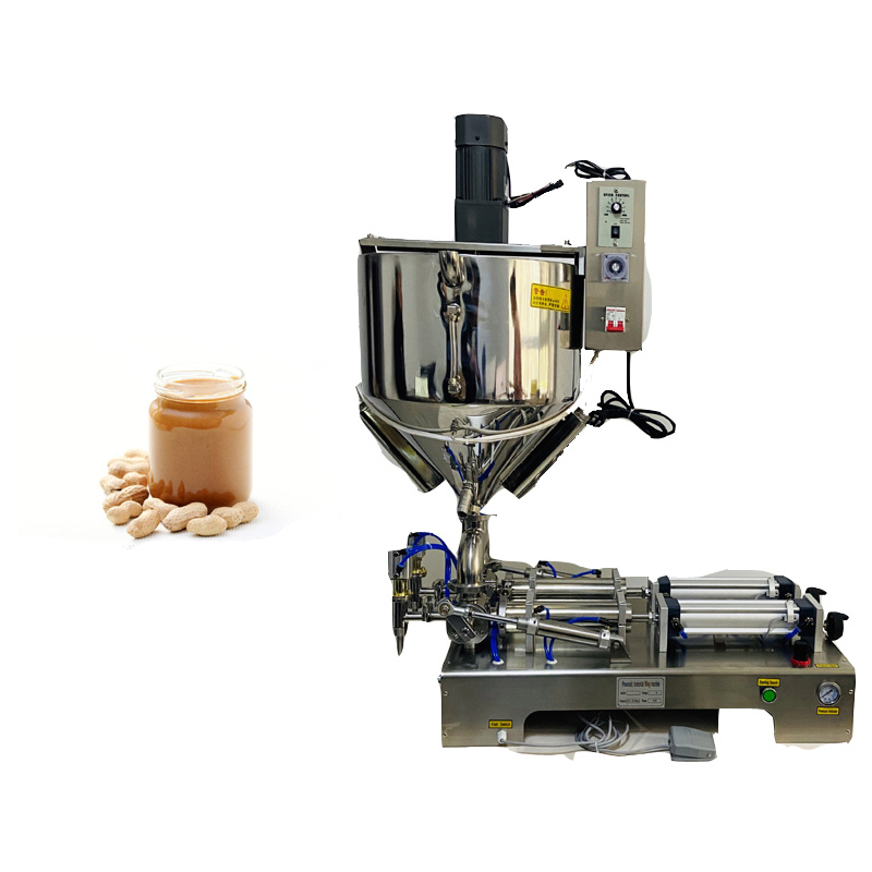 Pneumatic heating and stirring quantitative filling machine, paste filling machine, chilli oil honey machine