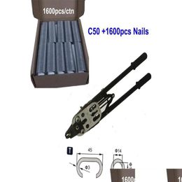 Pneumatisch gereedschap C45 C50 Professioneel handmatig Ringtang Gabion Bevestiging C-tacker Nietmachine Nagels voor kooien Hek Connectonly Nails2541187 Dhrec
