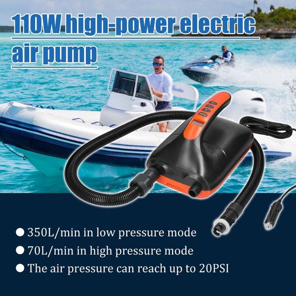 Herramientas neumáticas, bomba de aire eléctrica, 20PSI, inflado de apagado automático de doble etapa de alta presión con 6 boquillas para tabla de surf de barco inflable