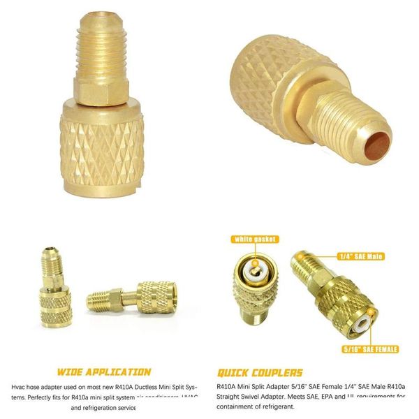 Outils pneumatiques - Adaptateur de charge de réfrigération R410A 5/16 Sae F Coupleurs rapides à 1/4 M Flare Saepneumatic Drop Delivery Automobiles Otvrl