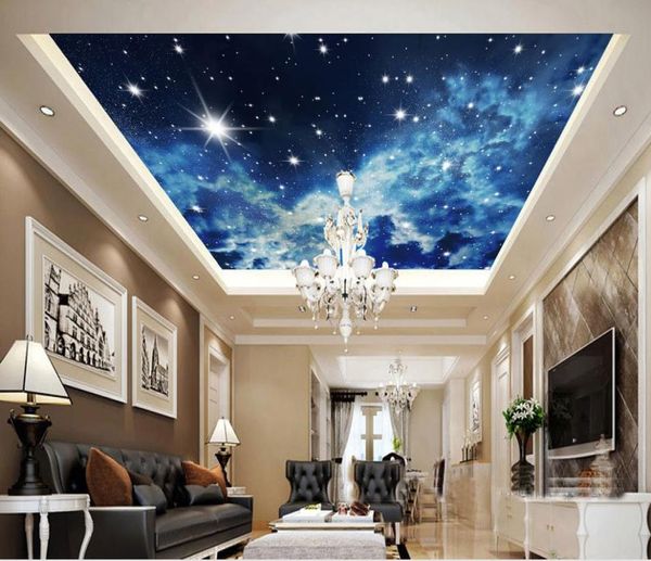 PO Personnalisez la taille du plafond du ciel stéréo moderne papier peiltre 3d plafond3291345