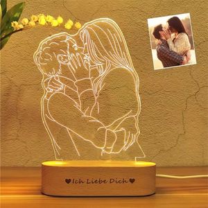 Po personnalisé 3D veilleuse USB bricolage lampe veilleuse personnalisée pour mariage cadeau de noël vacances lumière bois Base 1430CM 220623