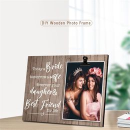 Po gratuit personnaliser décor à la maison Couple amour bricolage photo cadeaux romantiques pour mari ou femme cadres en bois de noyer 220711